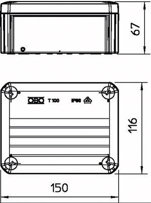 Коробка распределительная 150х116х67мм IP66 T100 OE закрыт. сер. OBO 2007255