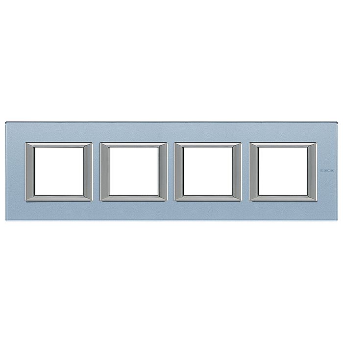 Рамка 4 поста BTicino AXOLUTE, горизонтальная, голубой, HA4802M4HVZS