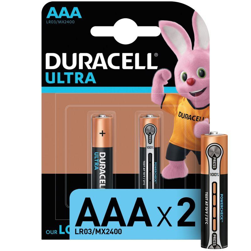 Элемент питания алкалиновый LR03-2BL Ultra (блист.2шт) Duracell Б0038760